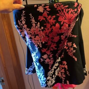 White House Black Market Floral Blouse in Black and Pink